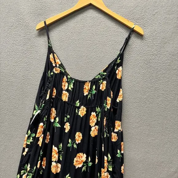 Old Navy Maxi Dress Black Floral V-Neck Coastal Tropical Resort Womens XXL NEW - Picture 12 of 13